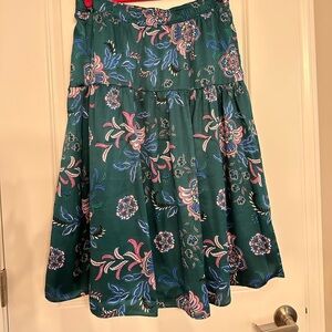Ann Taylor Teal Floral A-Line Skirt
